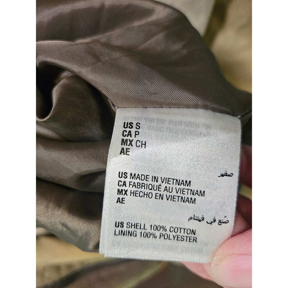 Sun + Stone Bomber Jacket Mens Small Green Tan Colorblock Utility Full Zip - Picture 10 of 10